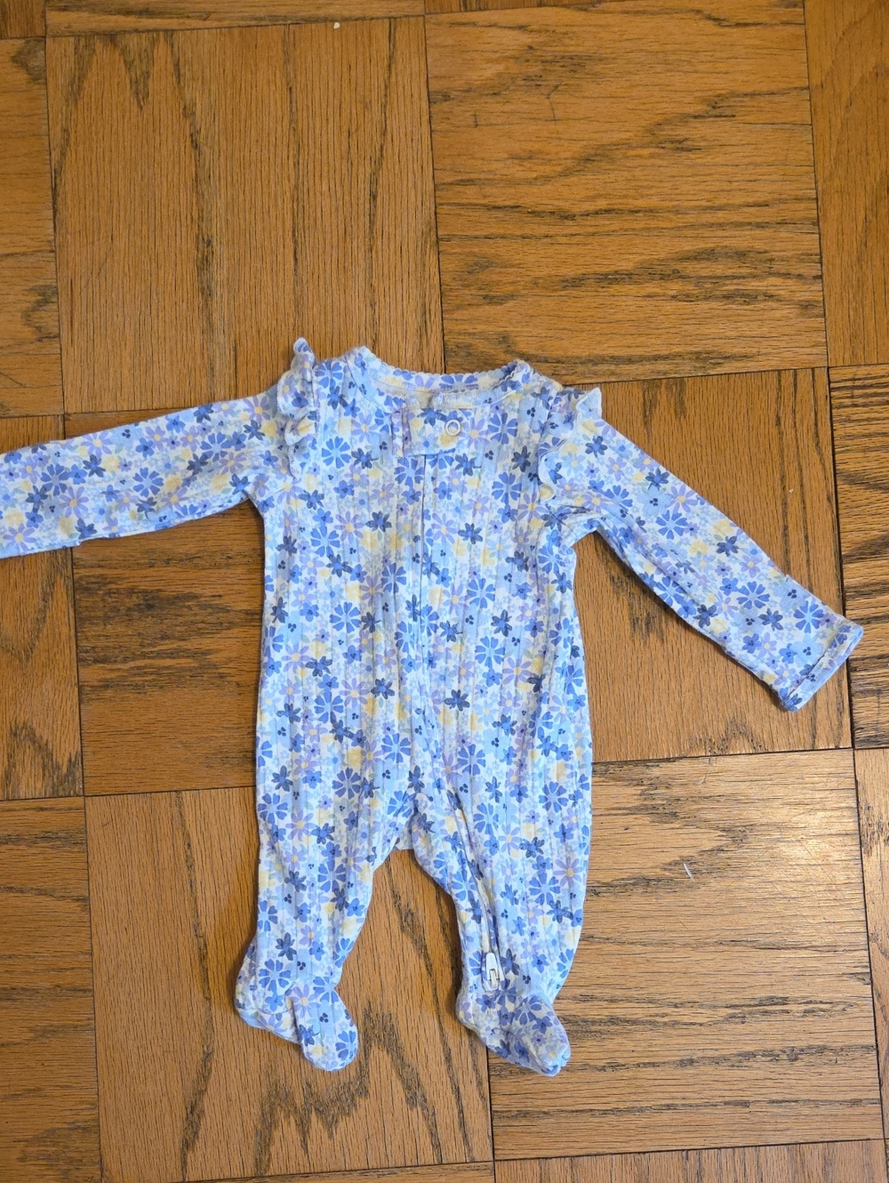 Carter's Blue & Yellow Floral Footed One-Piece